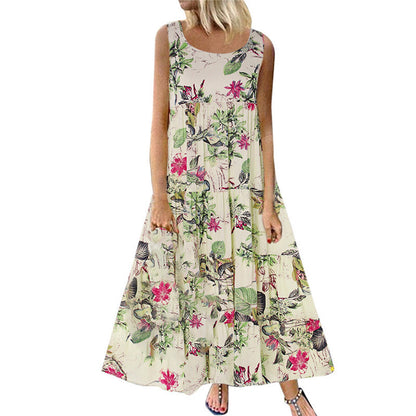 Bohemian Floral Dress Women Summer Beach Long Dress