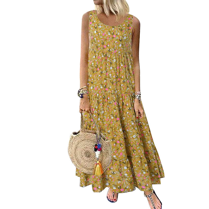 Bohemian Floral Dress Women Summer Beach Long Dress