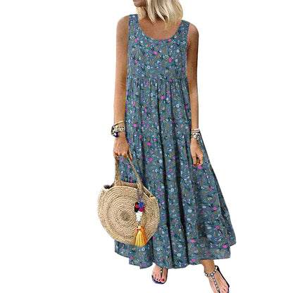 Bohemian Floral Dress Women Summer Beach Long Dress