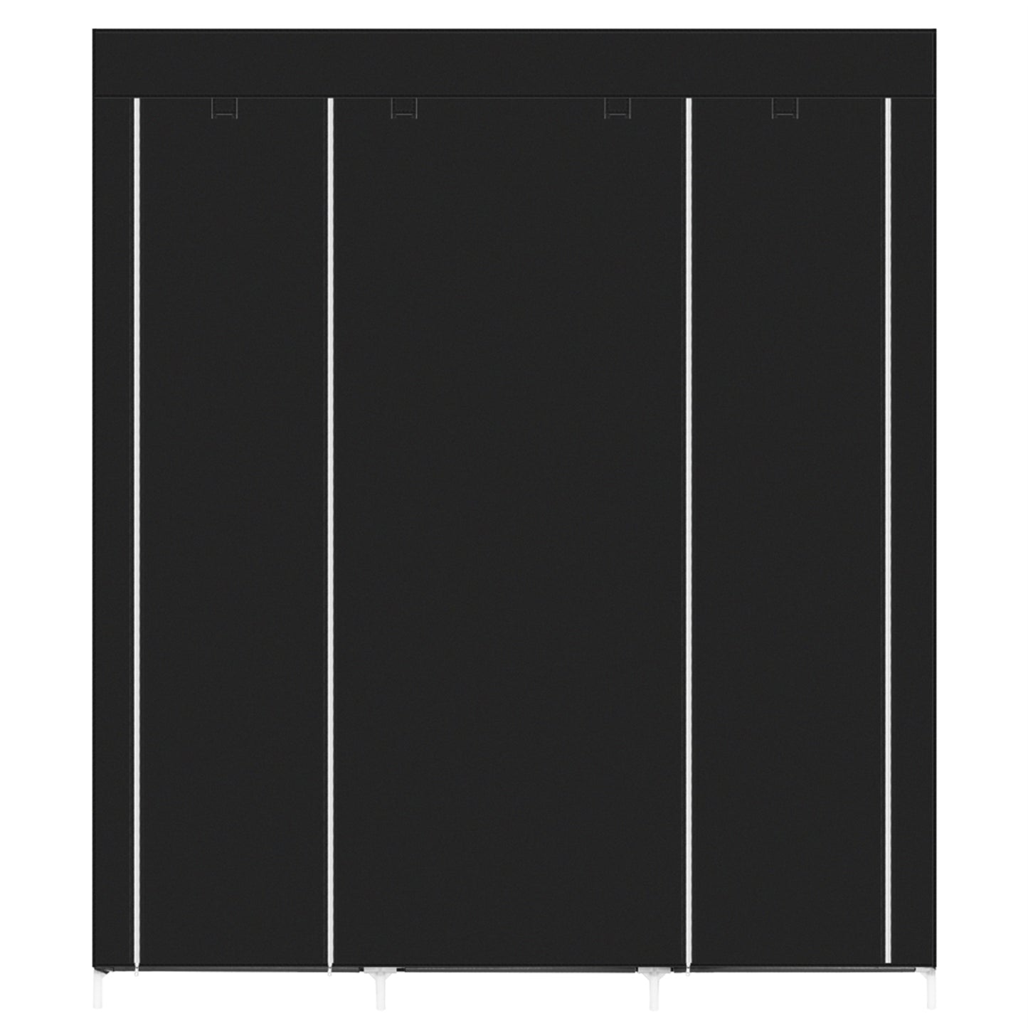 69" Portable Clothes Closet Non-Woven Fabric Wardrobe Double Rod Storage Organizer Black